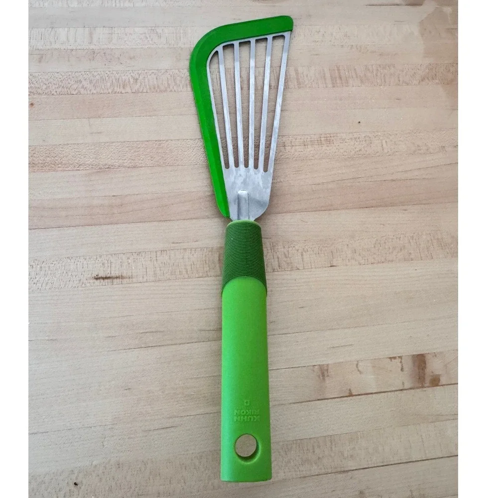 Kuhn‎ Rikon Green Slotted Turner Spatula Stainless Steel Handle Kitchen Gadget